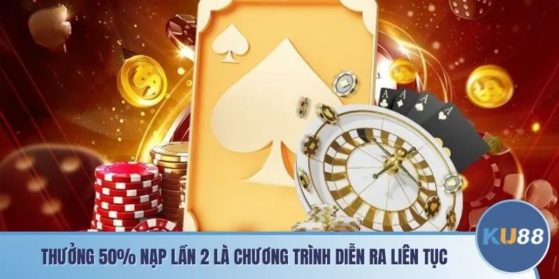 Thưởng 50% nạp lần 2 là chương trình diễn ra liên tục